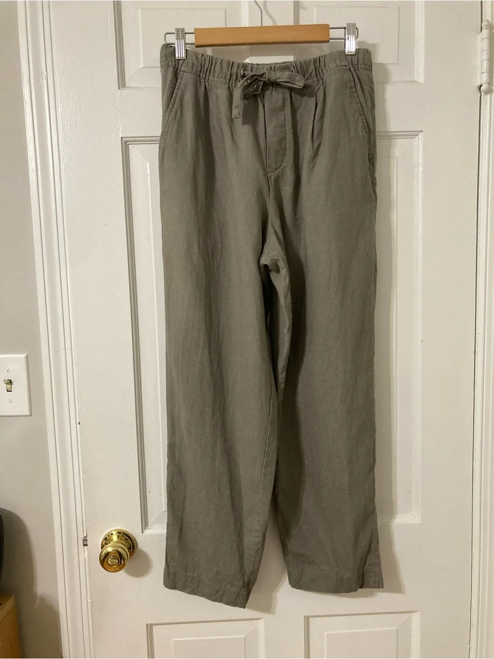 Zara Olive elastic waistband linen Chinos